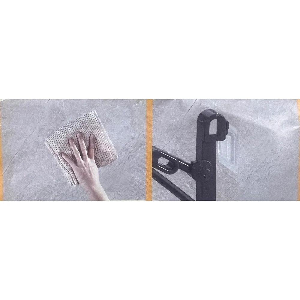 Black Wall Mounted Folding Towel Rack 3 Tier Adhesive Bathroom Storage Organizer
